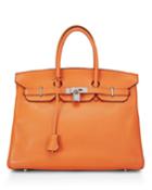 Birkin 35 Clemence Satchel Bag, Orange