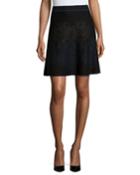 Max Studio Knit A-line Skirt, Black/blue/charcoal, Women's, Size: Small, Black/ Blue/