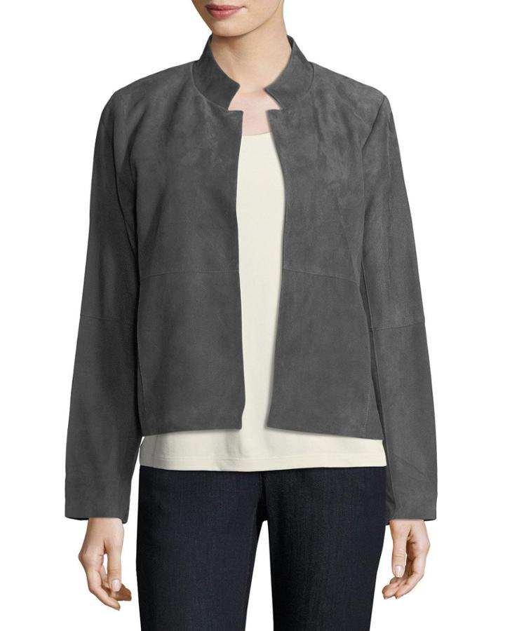 Soft Goatskin Suede Open Jacket