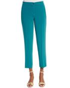 Slim-fit Cady Capri Pants, Turquoise