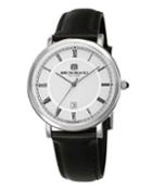 41mm Milano Date Watch W/ Leather, Black/steel