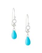 18k Diamond & Turquoise Dangle & Drop Earrings