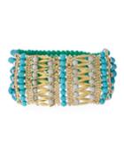 Beaded Stretch Bracelet, Turquoise/gold