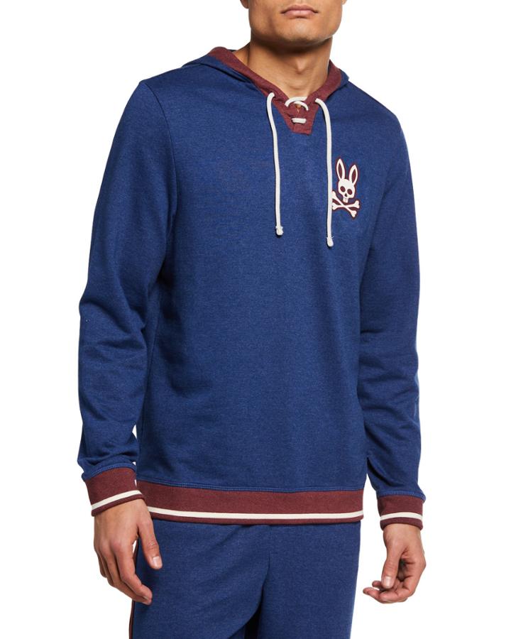 Men's Brushed Fleece Lace-up Hoodie