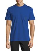 Men's Logo-embroidered Pocket T-shirt, Blue