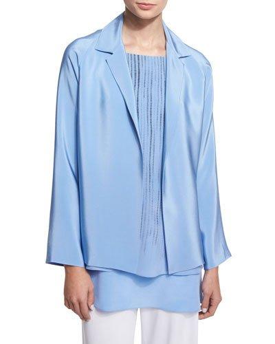 Notched-collar Open-front Jacket, Blue