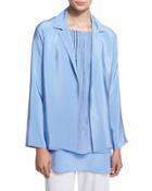Notched-collar Open-front Jacket, Blue