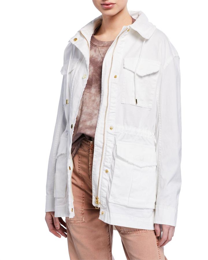 Frayed Zip-front Field Jacket W/