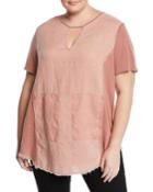 Caris Distressed Short-sleeve Washed Top,
