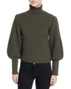 Ribbed Bishop-sleeve Turtleneck