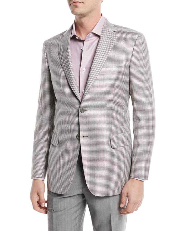 Checked Wool Two-button Blazer