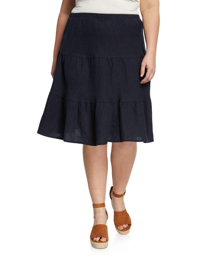 Plus Size Linen Tiered A-line