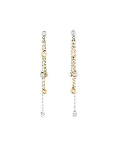 14k Two-tone Floating Diamond Dangle Earrings,