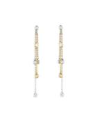 14k Two-tone Floating Diamond Dangle Earrings,