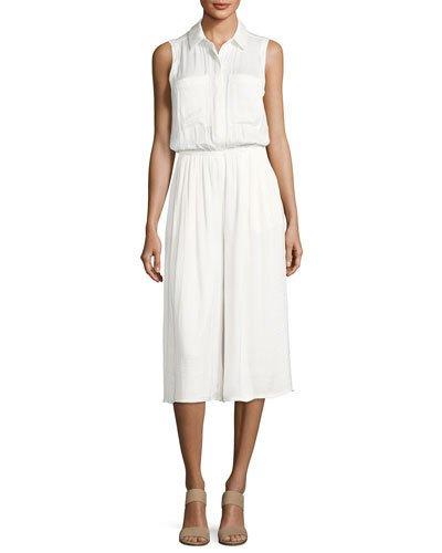 Sleeveless Cropped Jumpsuit, White