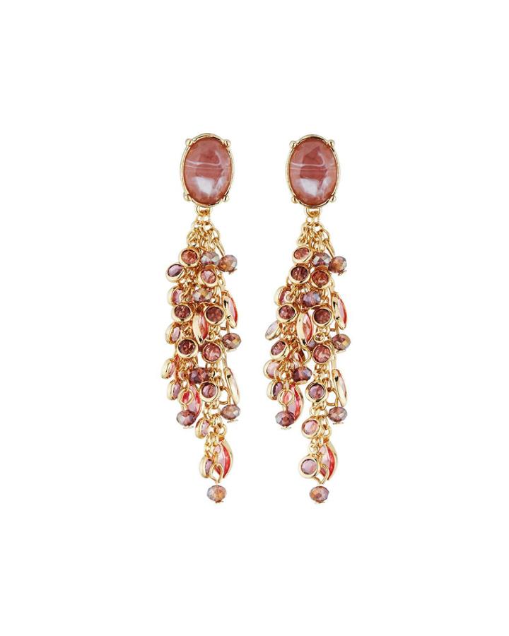 Crystal Dangle Earrings, Pink