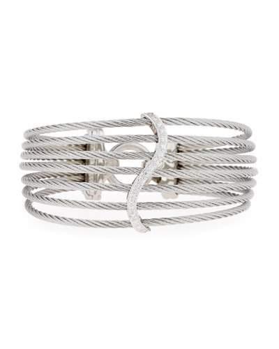 Open Cage Cuff Bracelet W/ Diamonds, Gray