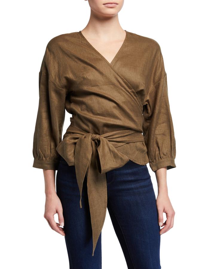 Linen Wrap-tie Top