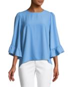 3/4 Bell-sleeve Crepe Blouse