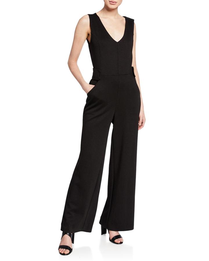 Bonded Jersey Wide-leg Jumpsuit