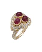 18k C-heart Ruby & Diamond Ring,