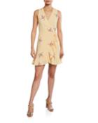 Madison Floral Linen Flounce Wrap Dress