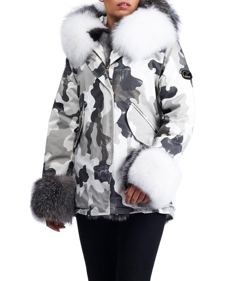 Apr&#232;s-ski Camo Parka W/ Fox Trim