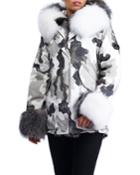 Apr&#232;s-ski Camo Parka W/ Fox Trim