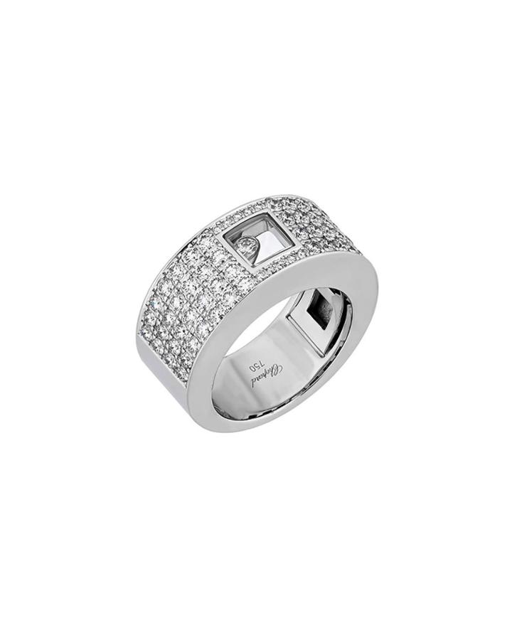 18k Happy Diamonds Floating Diamond Band Ring, Size 6.5, White Gold