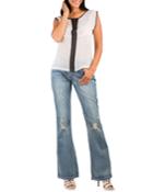 Clarice Boy Toy Mid-rise Distressed Boot-cut Jeans