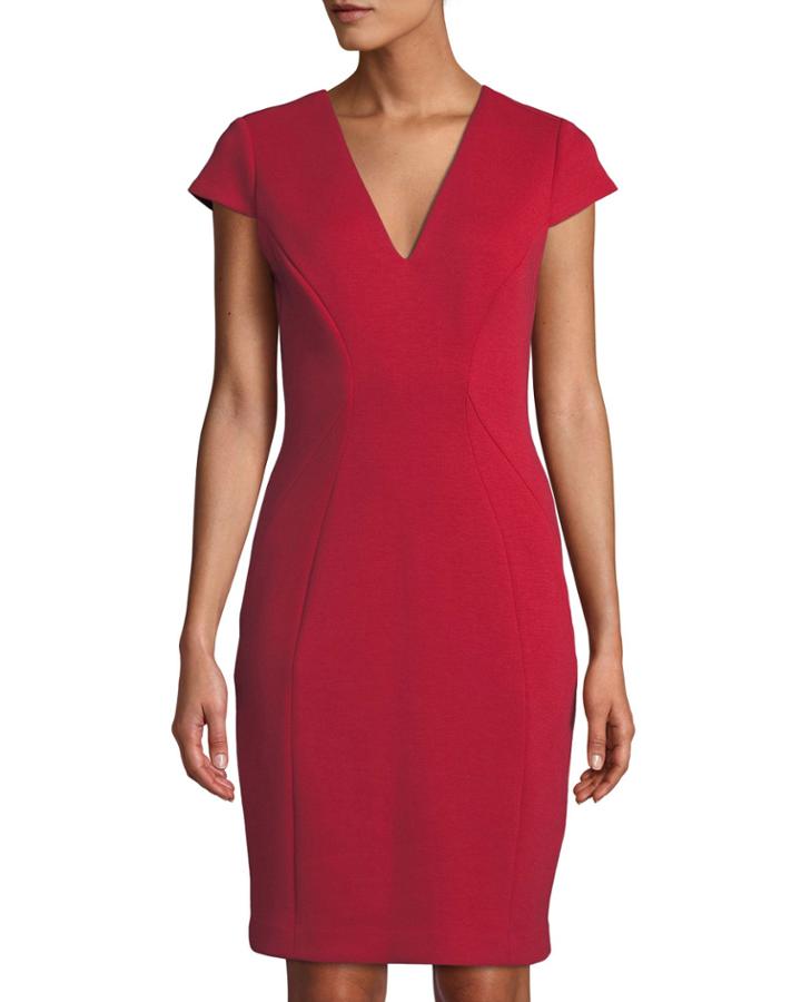 Elizabella V-neck Cap-sleeve