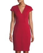 Elizabella V-neck Cap-sleeve