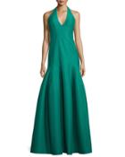 Faille Halter Tulip Gown, Emerald