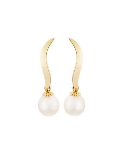 14k Freshwater Pearl Curved Drop Earrings