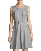 Sleeveless Leather & Jersey Combo Dress
