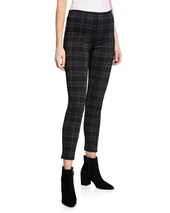 Pintucked Plaid Crop
