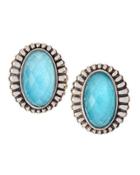 Venus Fluted Crystal & Turquoise Doublet Button Earrings