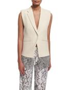 Cotton Fringe-trim Vest, Cream