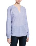 Long-sleeve Mix Stripe Peasant Blouse