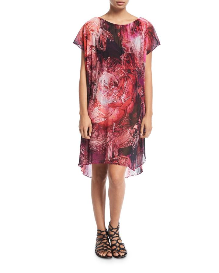 Tulle Floral-print Coverup Dress