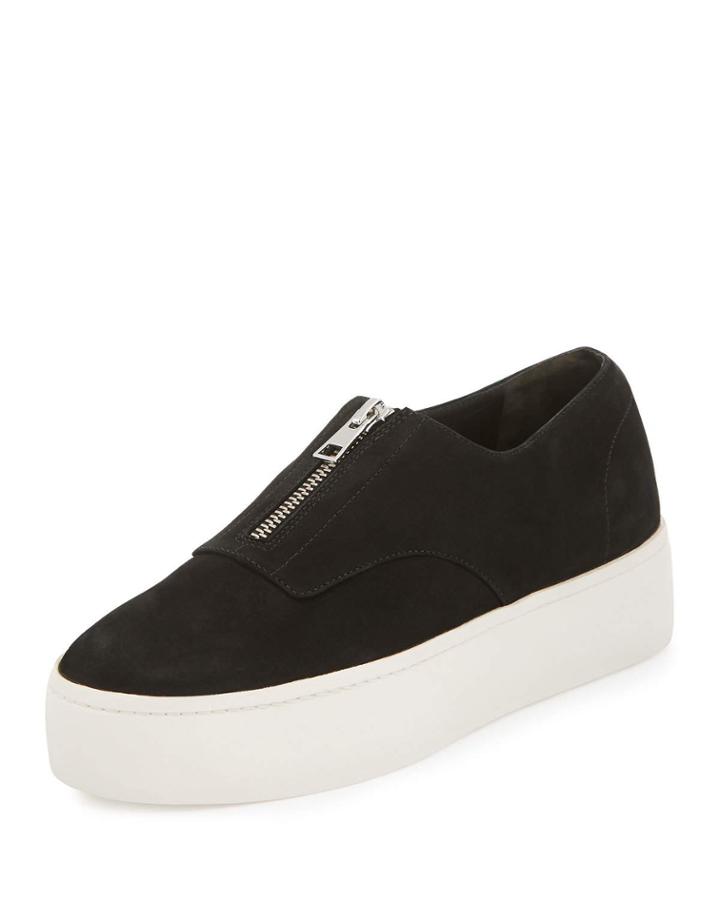 Warner Zip-front Platform Sneakers, Black