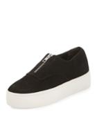 Warner Zip-front Platform Sneakers, Black