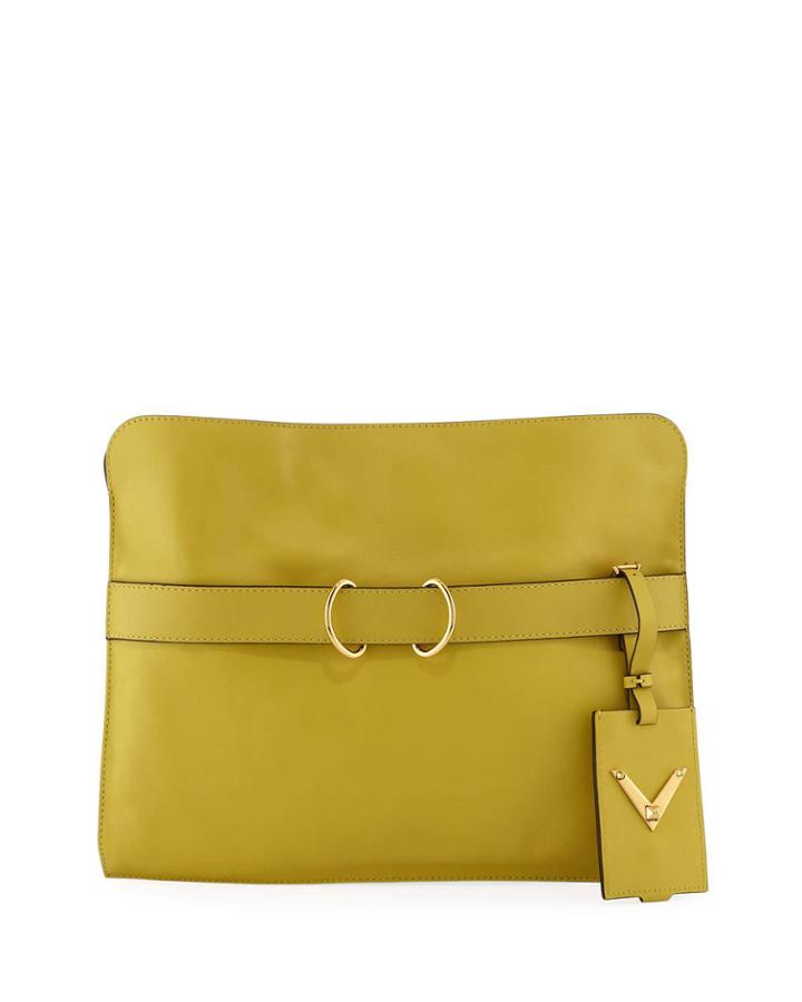 Large Calf Leather Clutch Bag