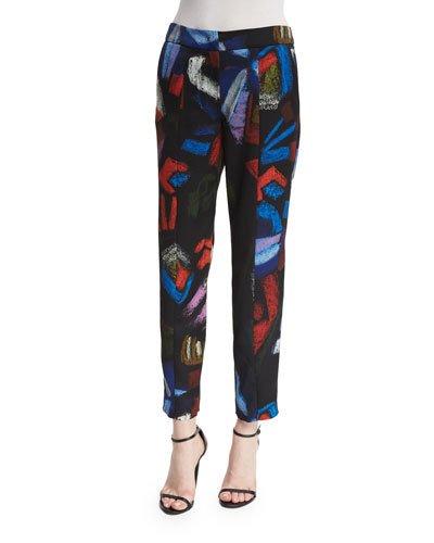 Mid-rise Envers Printed Ankle Pants,