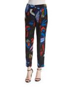 Mid-rise Envers Printed Ankle Pants,