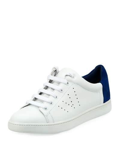 Varin Two-tone Leather Sneaker, Plaster/cobalt