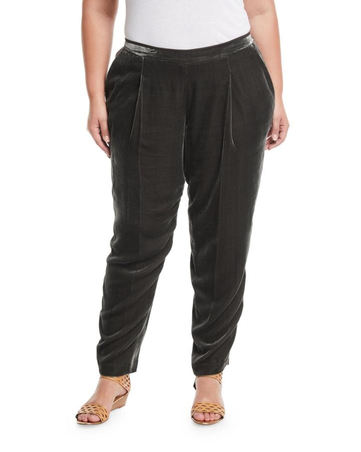 Plus Size Soho Stretch Velvet Track Pants