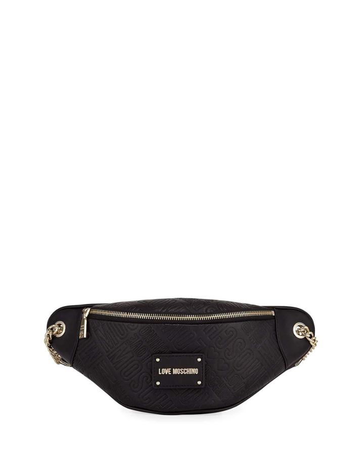 Embossed Logo Small Belt Bag, Black