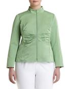 Gerren Pleated Zip-front Jacket, Fennel,