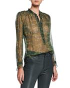 Susan Floral Chiffon Long-sleeve Blouse